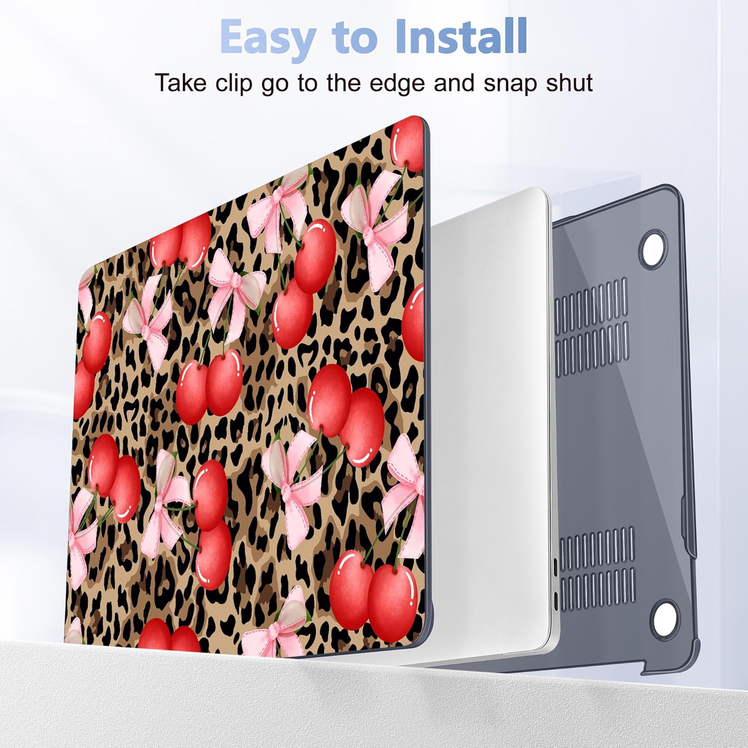 for MacBook Air 13 inch Case 2022 2021 2020 2019 2018 Release A2337 M1 A2179 A1932 Touch ID, Plastic Hard Shell Cover&Keyboard Cover for MacBook Air 13.3 inch Case, Leopard Cherry