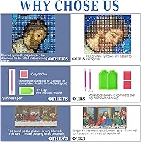 Vista 25 de JesMolla Kit de pintura de diamante redondo completo 5D por números para adultos, kits de pintura de diamantes redondos de taladro completo, kit