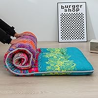 Vista 259 de Colchón futón japonés de piso gris constelación, de piso tatami, portátil, para acampar, para niños, sofá cama plegable enrollable con protector