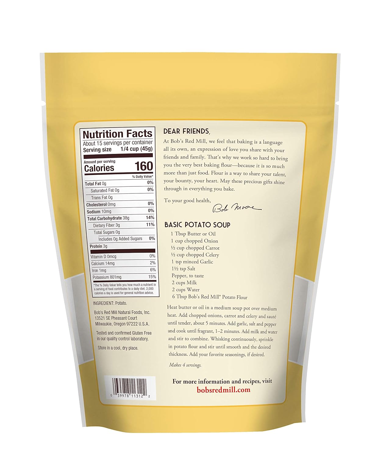 Bob's Red Mill Potato Flour, 24oz (Pack of 4) - Non GMO, Vegan, Kosher