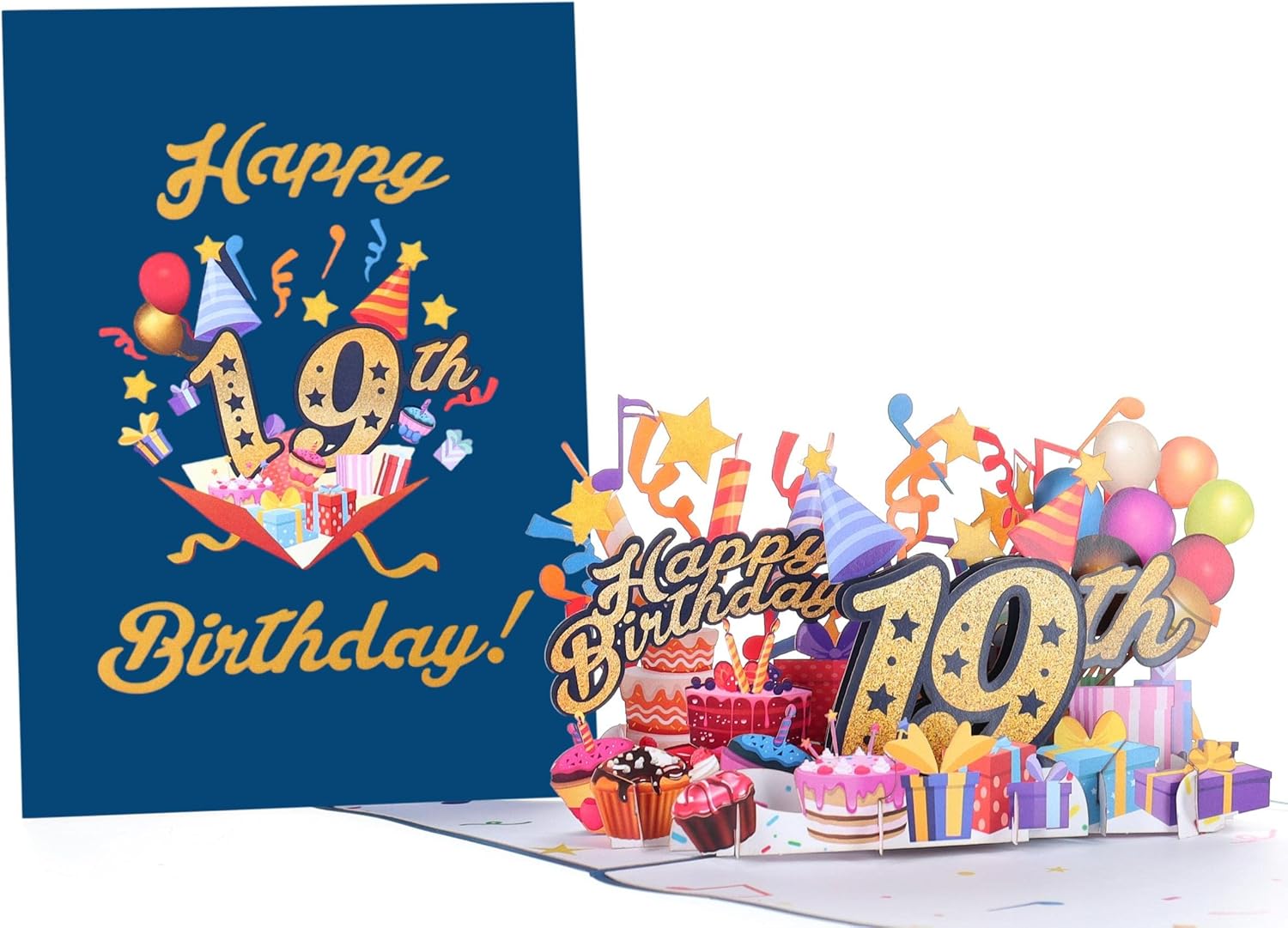 iGifts And Cards Happy 19th Blue Birthday 3D Pop Up
