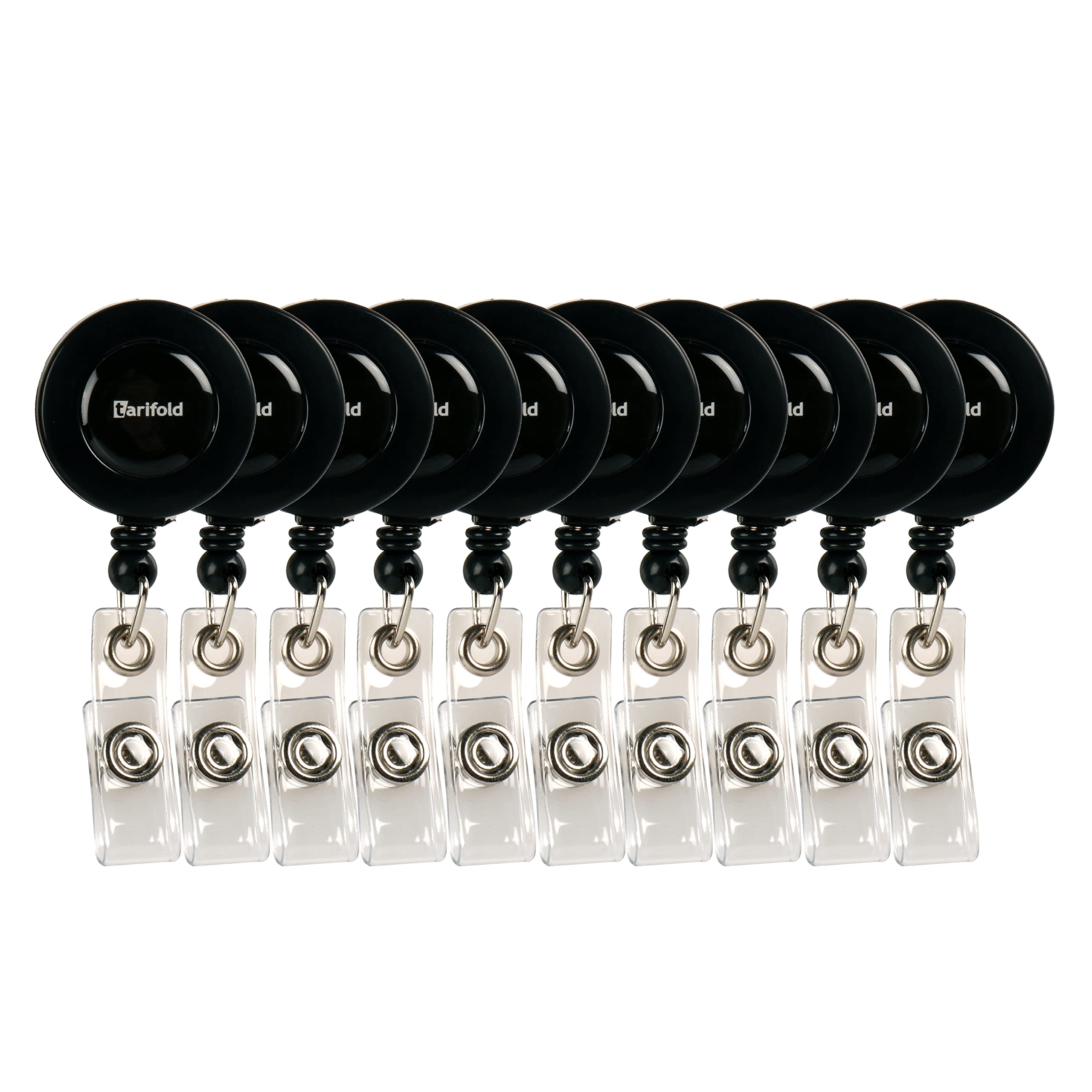 Tarifold Fr 200518 Pack of 10 Retractable Black Line Badge Holders 60 cm with Belt Clip Black (Pack of 10)