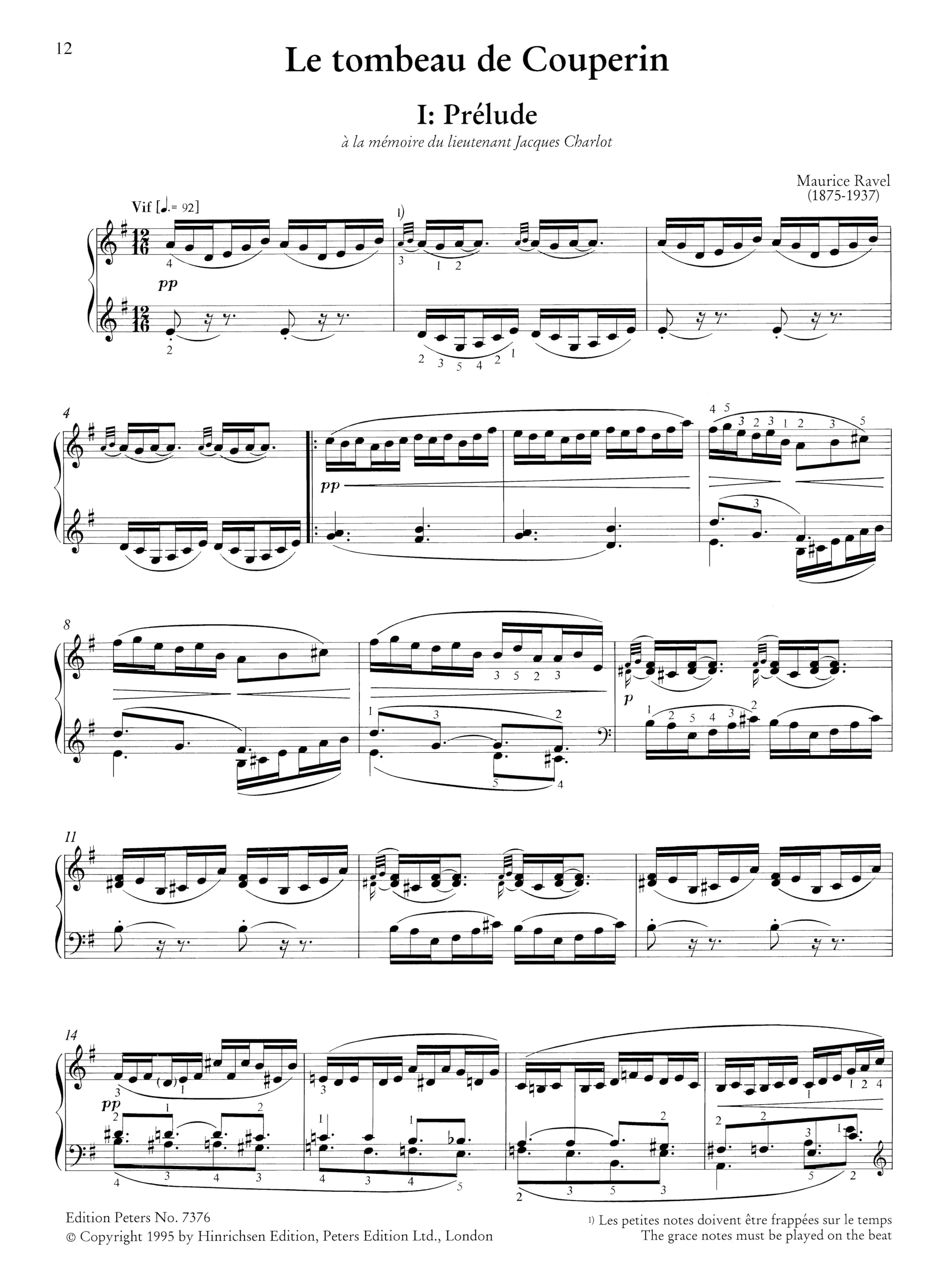 Le tombeau de Couperin for Piano: Sheet (Edition Peters)