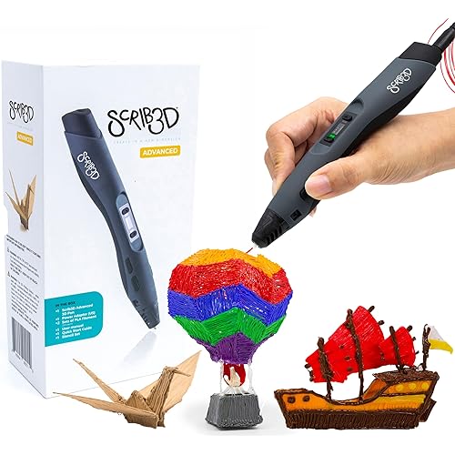 SCRIB3D Advanced 3D Printing Pen with 20 Feet of Filament, Stencil Book, and Project Guide