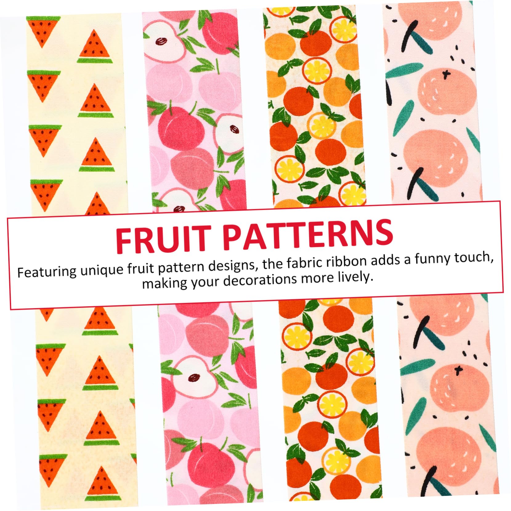 SHINEOFI 4 rouleaux Rubans Été Tissu avec Motifs de Fruits Lot Yards pour Décoration et Création de Bouquets pour et Shower