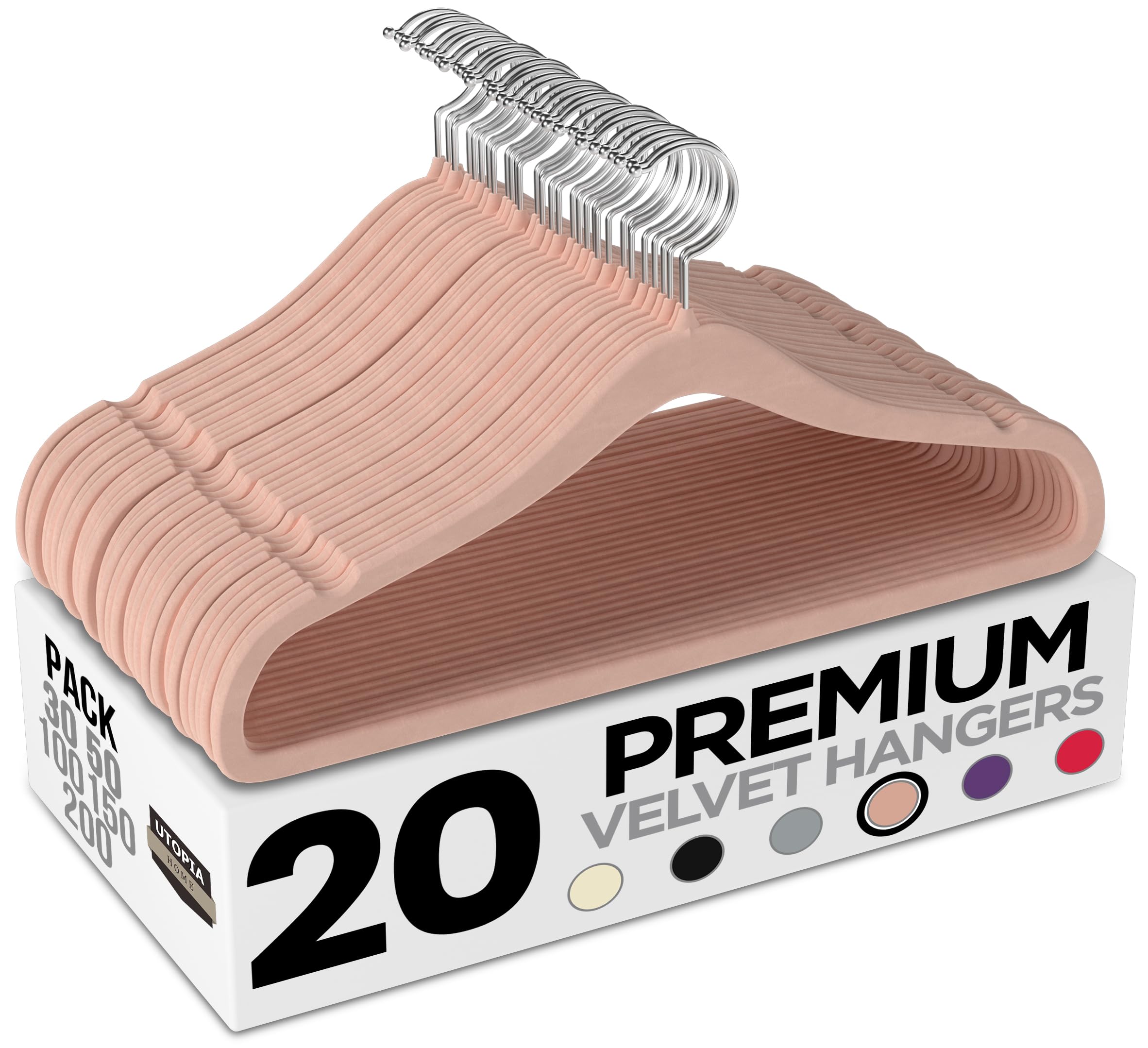 Utopia Home Premium Perchas de Terciopelo Antideslizantes, Duraderas Perchas Negras con Gancho Giratorio de 360 Grados Percha de Gran Resistencia (Gris, Paquete de 20). — view 16