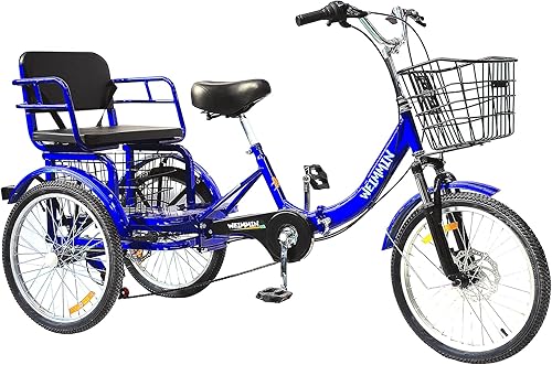 Triciclo para adultos de 7 velocidades, 20 pulgadas, 3 ruedas, triciclo plegable para adultos para mujereshombrespersonas mayores, bicicleta de