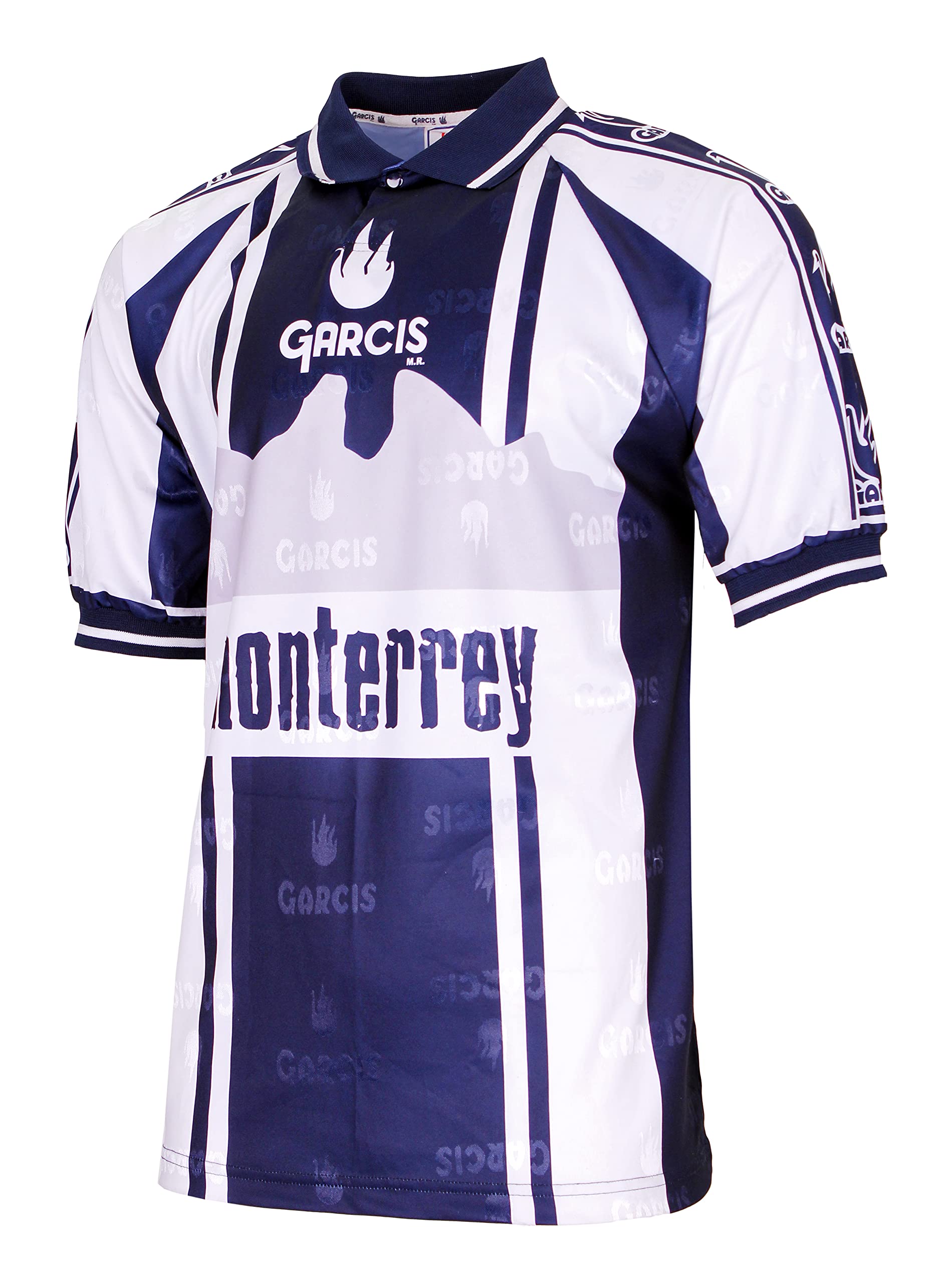 Garcis Futbol Mexico Jersey Model Monterrey Striped White and Blue (X-Large)