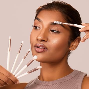 EcoTools Luxe Exquisite Eye Makeup Brush Kit, For Eyeshadow, Eyeliner, Brow Makeup, Professional Eye Brush Set, Eco-Friendly Makeup Tools, Synthetic Bristles, Cruelty Free & Vegan, 6 Piece Set