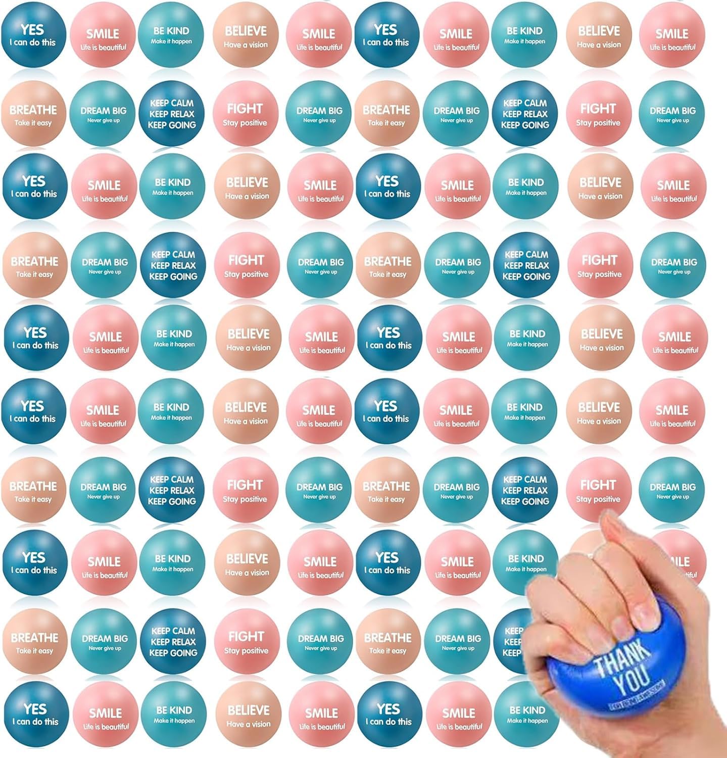 60 Balles Anti-Stress Inspirantes BallesAnti-Stress 6CM Presser avec Citations Motivantes Boule d'Anxiété Inspirante Balles Anti-Stress de Motivation pour Exercice de Main Anti-Colère-12 Styles
