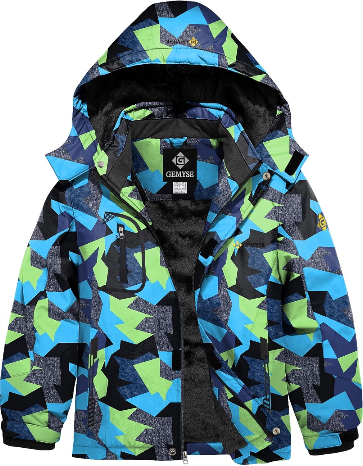GEMYSE Boy's Waterproof Ski Snow Jacket with Hood