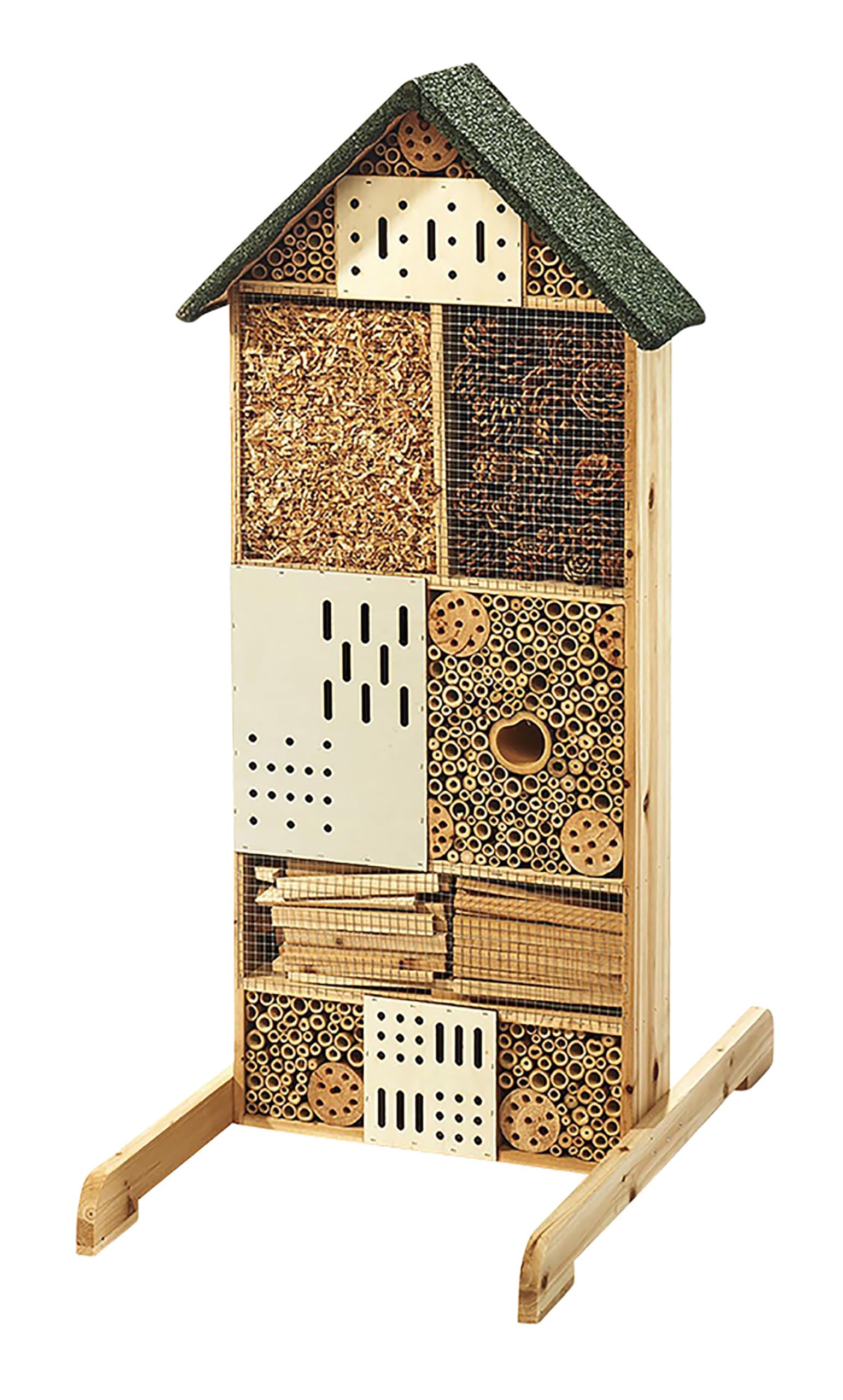 Kobolo Insektenhotel Insektenhaus Honey aus Tannenholz | 46x75x109 cm | Füllung aus verschiedenen Materialien