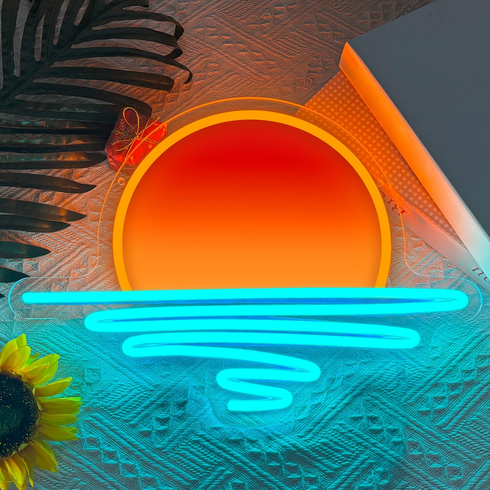 Sunset Neon Sign Dimmable Sun Sea Wave Led Lights Neon for Wall Decor