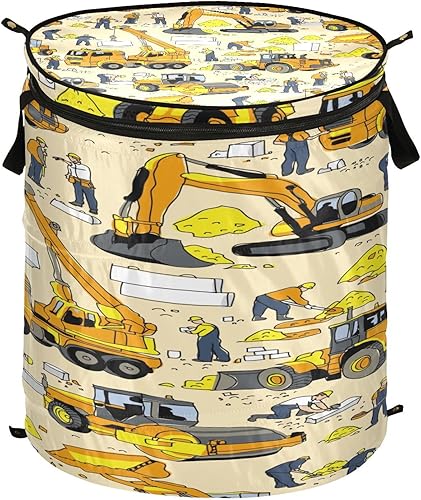 stuff accessories folding laundry bag for gadget Building Excavator Cool Yellow Cute,organizadores de ropa para closet