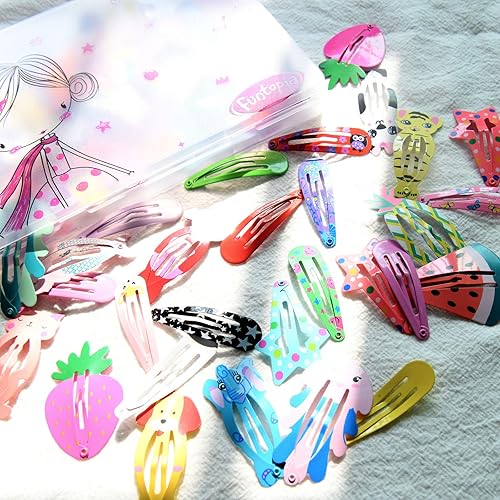 Miniatura 4 de Funtopia Pinzas para el cabello para niñas, 100 piezas de broches de metal antideslizantes, pasadores para niños, adolescentes y mujeres, lindos