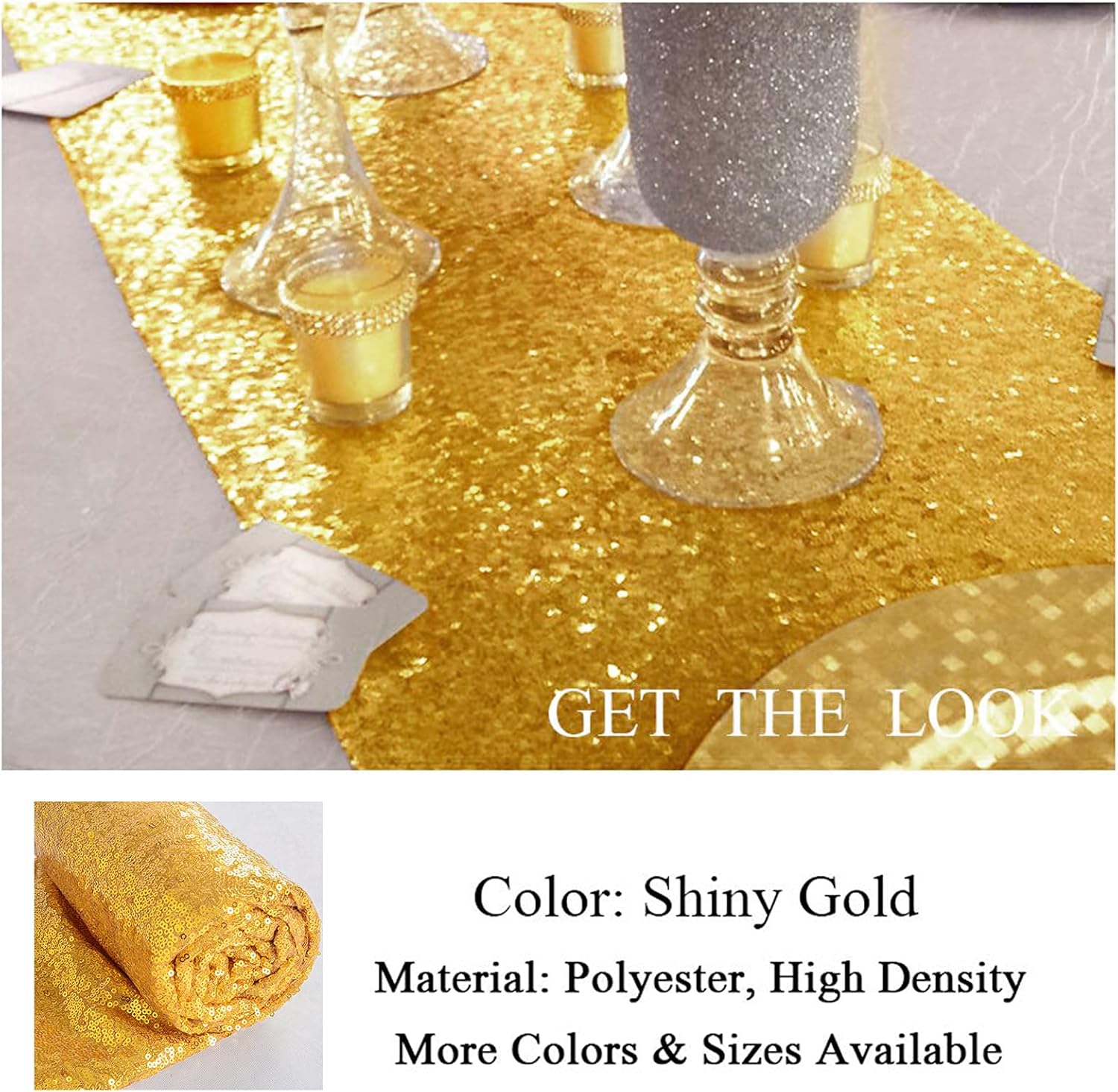 ShinyBeauty 10 Pieces-12 x108 Gold Sequin Table Runner Wedding Party Catering Event : Home & Kitchen