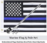 Vista 2 de Kit de asta de bandera de barco de 12 x 18 pulgadas con clips bordados, kit de cabina marina bordada, bandera de bicicleta y bandera de carrito