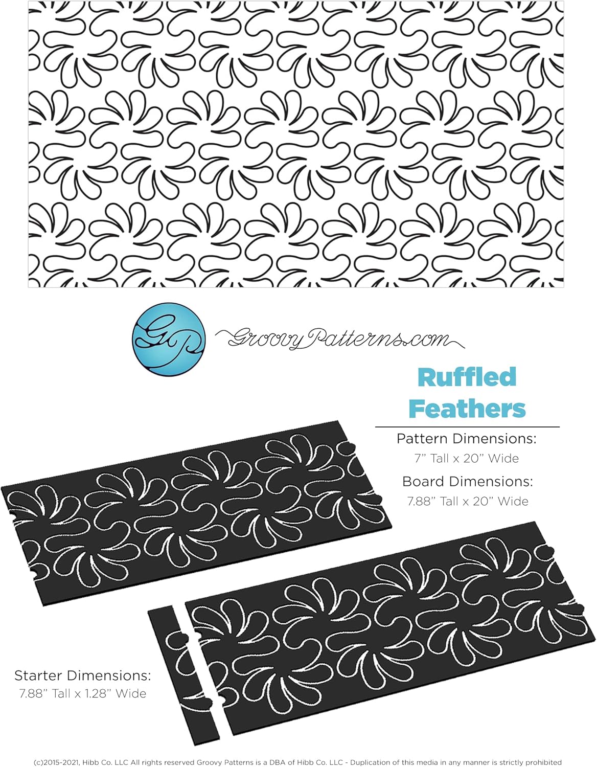 Groovy Patterns Ruffled Feathers Patchwork Quilt Pattern - Long Arm Board Sewing Patterns - Quilting Templates Sewing Supplies