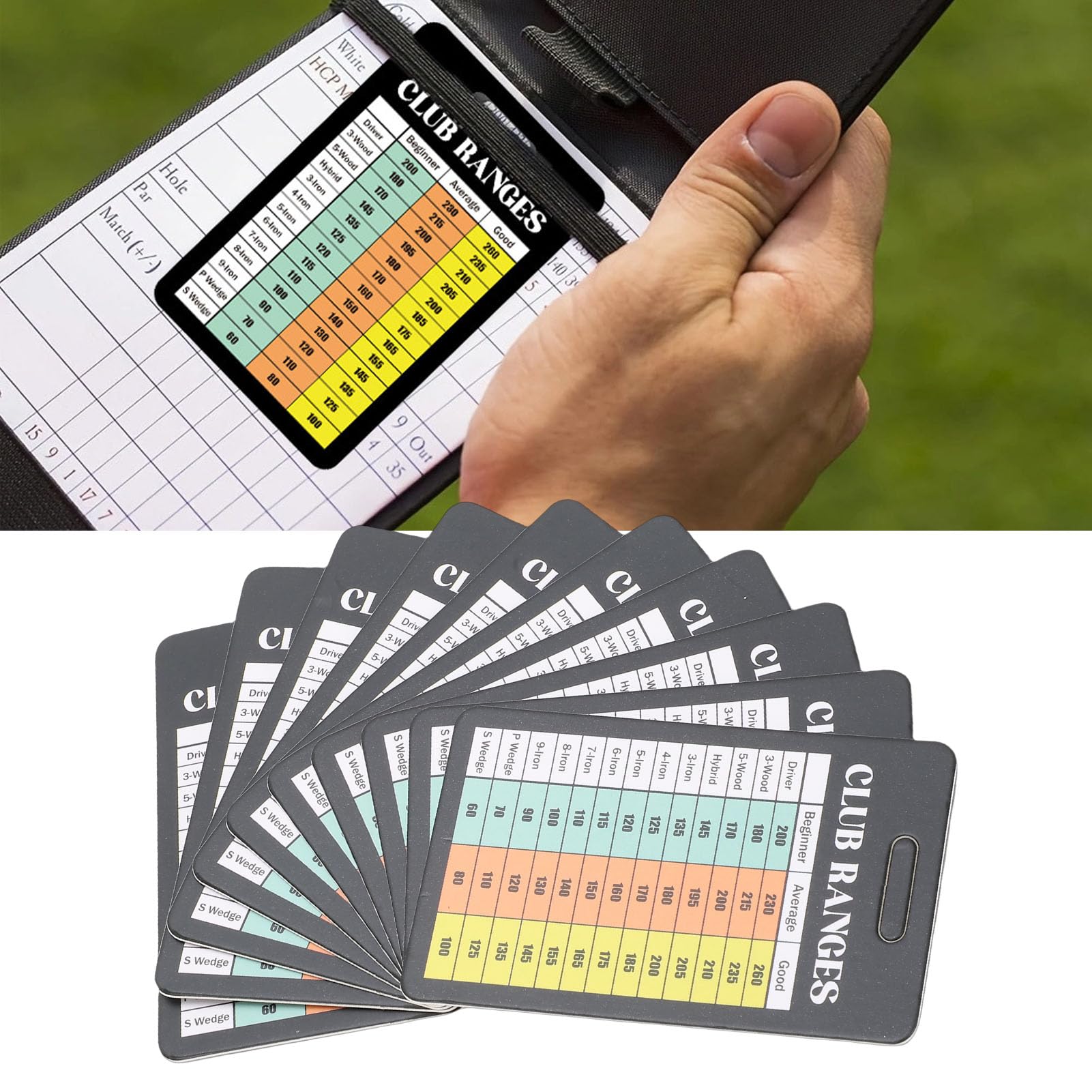 Cartoncino per Mappa della Gamma di Mazze da Golf, Cartoncino Impermeabile Antistrappo per la Distanza da Golf con Distanza in Metri di Riferimento Rapido, per