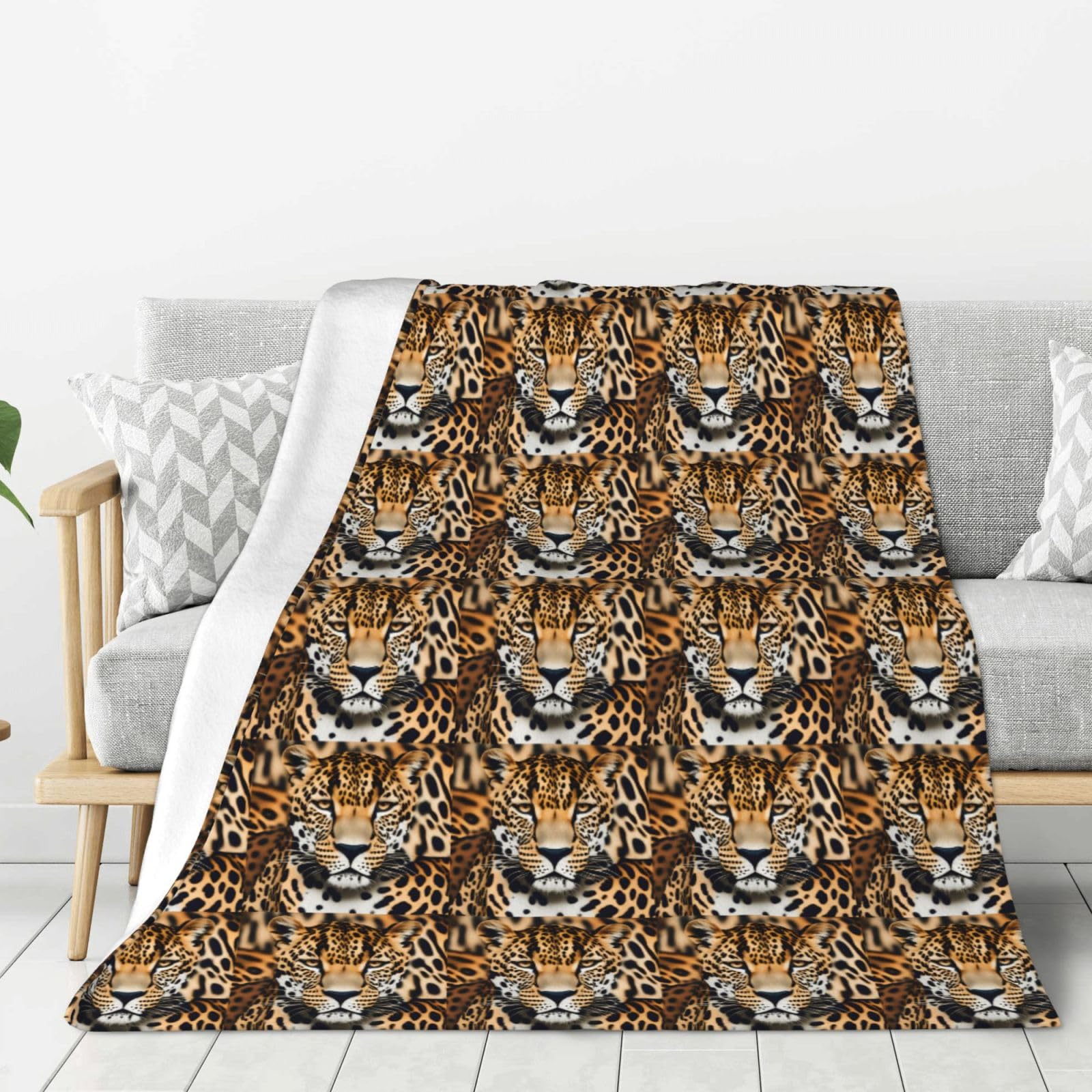 Grande couverture douce léopard haut de gamme pour décoration de lit élégante