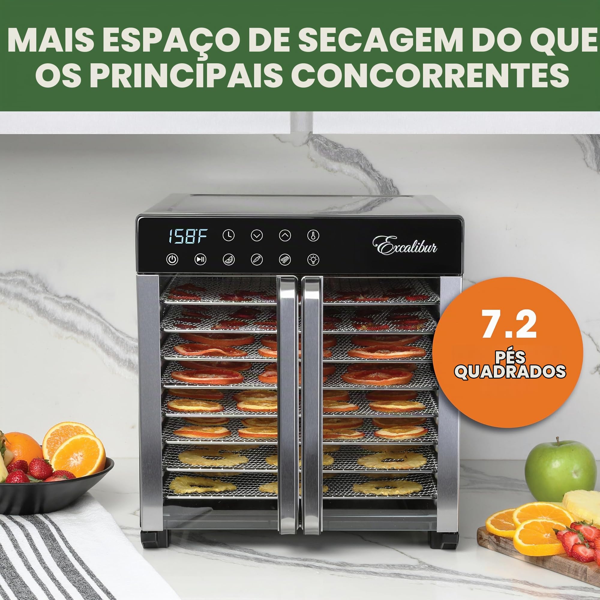 Excalibur Desidratador elétrico de alimentos, 8 bandejas, espaço