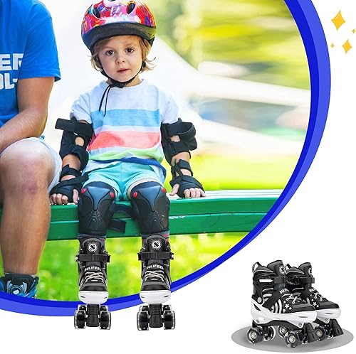 Miniatura 6 de SULIFEEL - Patines infantiles con luz ajustable y diseño de unicornio y arcoíris, tamaño 4 para niños y niñas