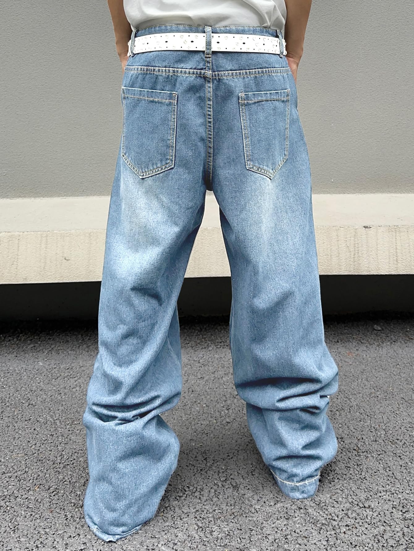 Jeans Baggy para Hombre con Costuras Irregulares – Pantalones de Denim de Pierna Ancha Y2K Hip Hop Moda Casual