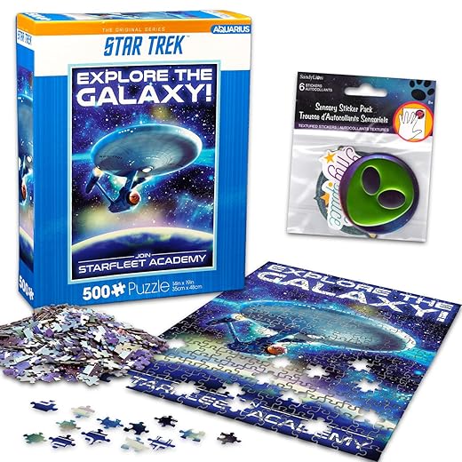Star Trek Jigsaw Puzzle Activity Set - Bundle with 500 Piece USS Enterprise Jigsaw Plus Stickers | Star Trek Starfleet Academy Puzzle for Teens, Adults