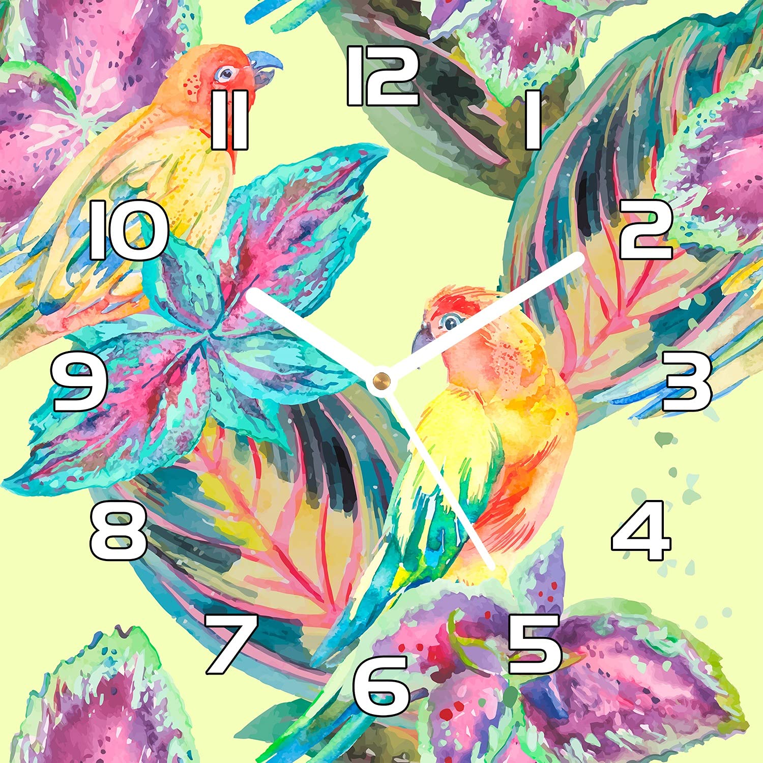 Horloge en verre perroquets exotiques Coloray pour remplacer un tableau mural classique