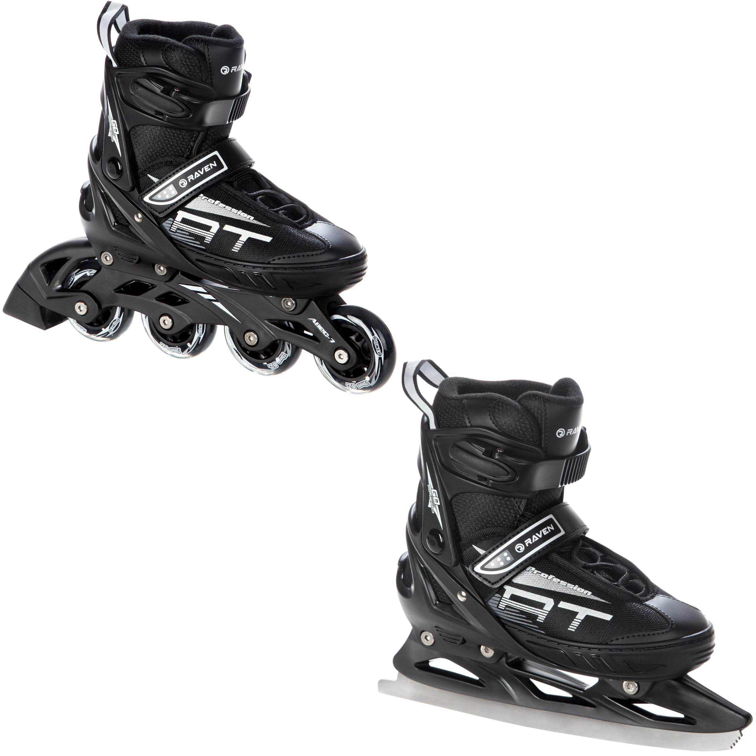RAVEN Profession 2in1 Schlittschuhe Inlineskates Inliner für Kinder und Erwachsene verstellbar