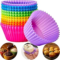 Kit 12 Formas Silicone Antiaderente para Cupcake e Bolo – Forminhas Coloridas Reutilizáveis Forno e Air Fryer – Forma Muffin Redonda Flexível
