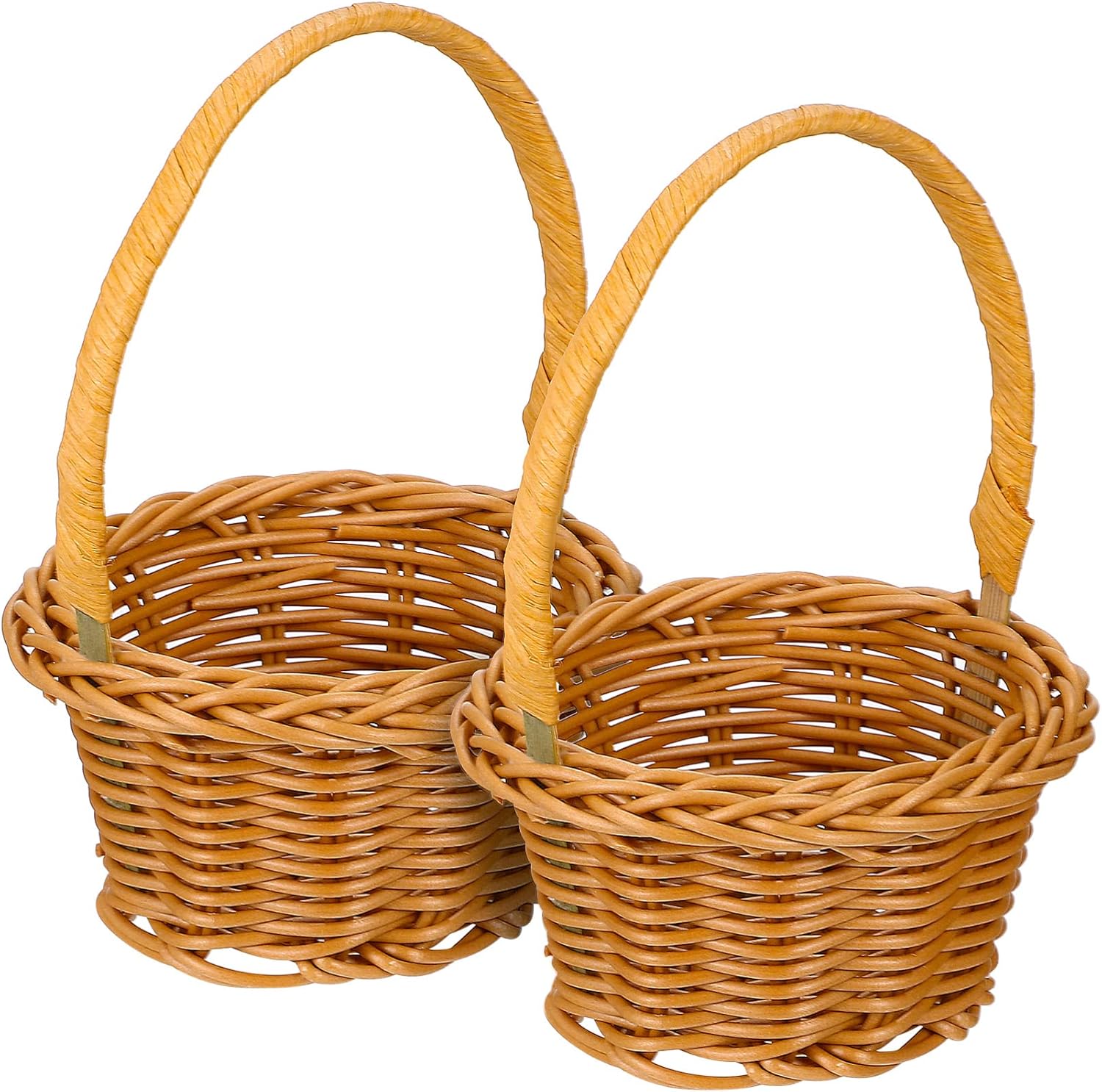 Happyyami 2 Pcs Miniature Woven Basket Mini Woven Baskets with Handles