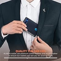 Vista 124 de RUNBOX - Carteras delgadas para hombre, cartera de piel con pinza para el dinero, cartera de bolsillo frontal con bloqueo RFID, tarjetero Negro