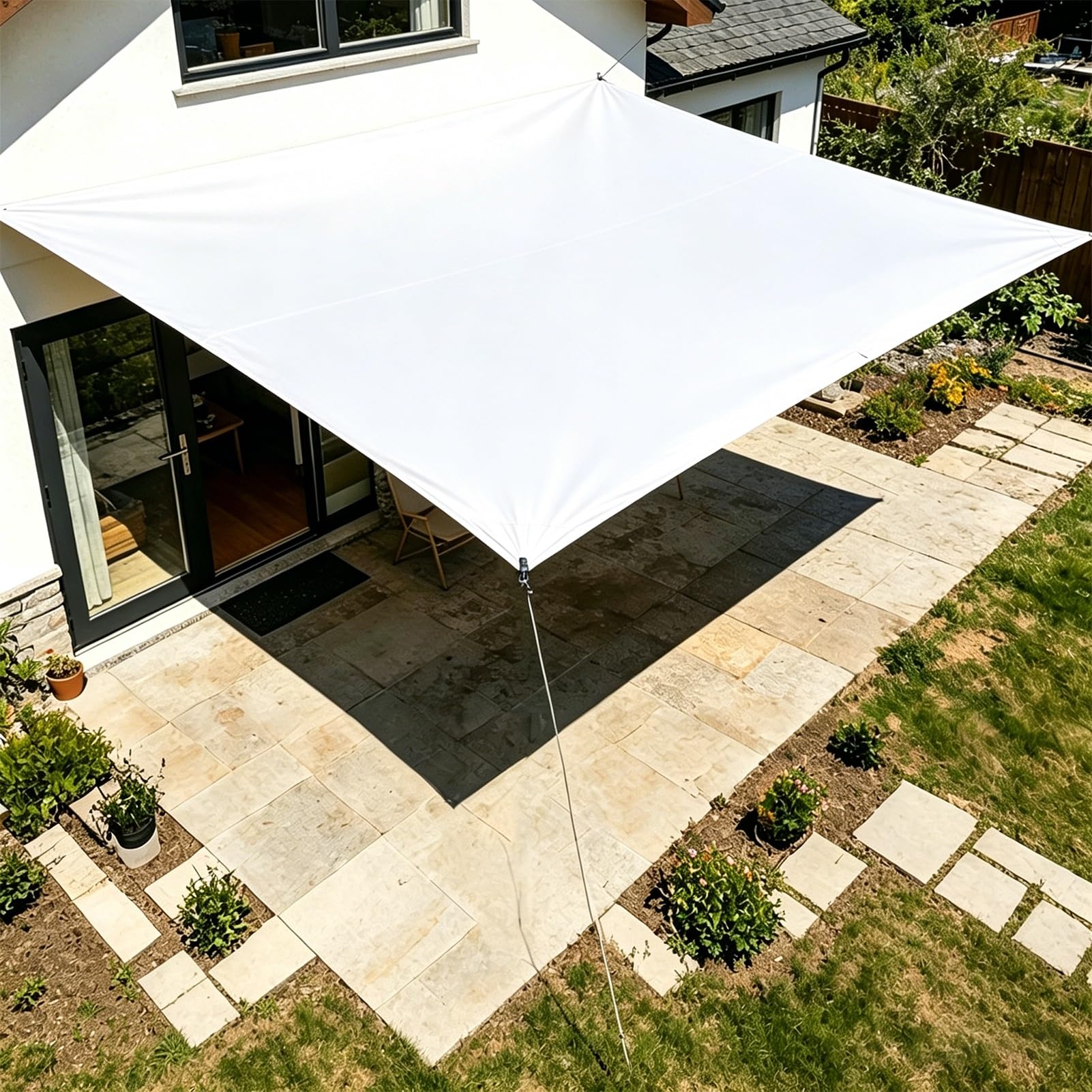 Waterproof Tarpaulin with Reinforced Grommets 1x1.5m 1x2m 1.8x2.4m 3x4m 4x6m 6x8m Heavy Duty Thicken Tarp Sheet Cover of Roofs/Camping, White Canvas(3x5m(9.8ftx16.4ft))