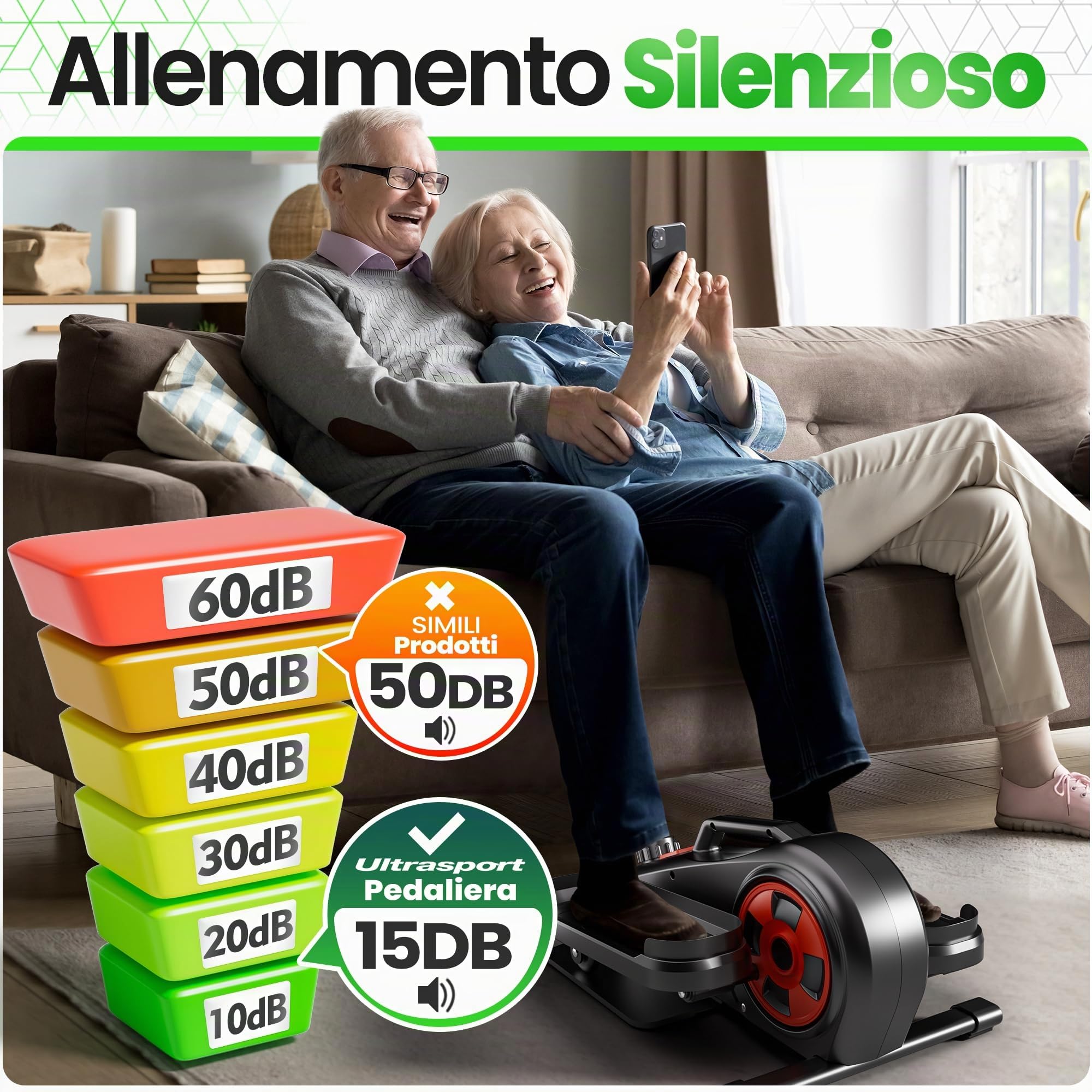 Ultrasport Stepper per casa, mini stepper fitness, 2 in 1, con corde di alimentazione e display LCD, per fitness a casa, mini stepper