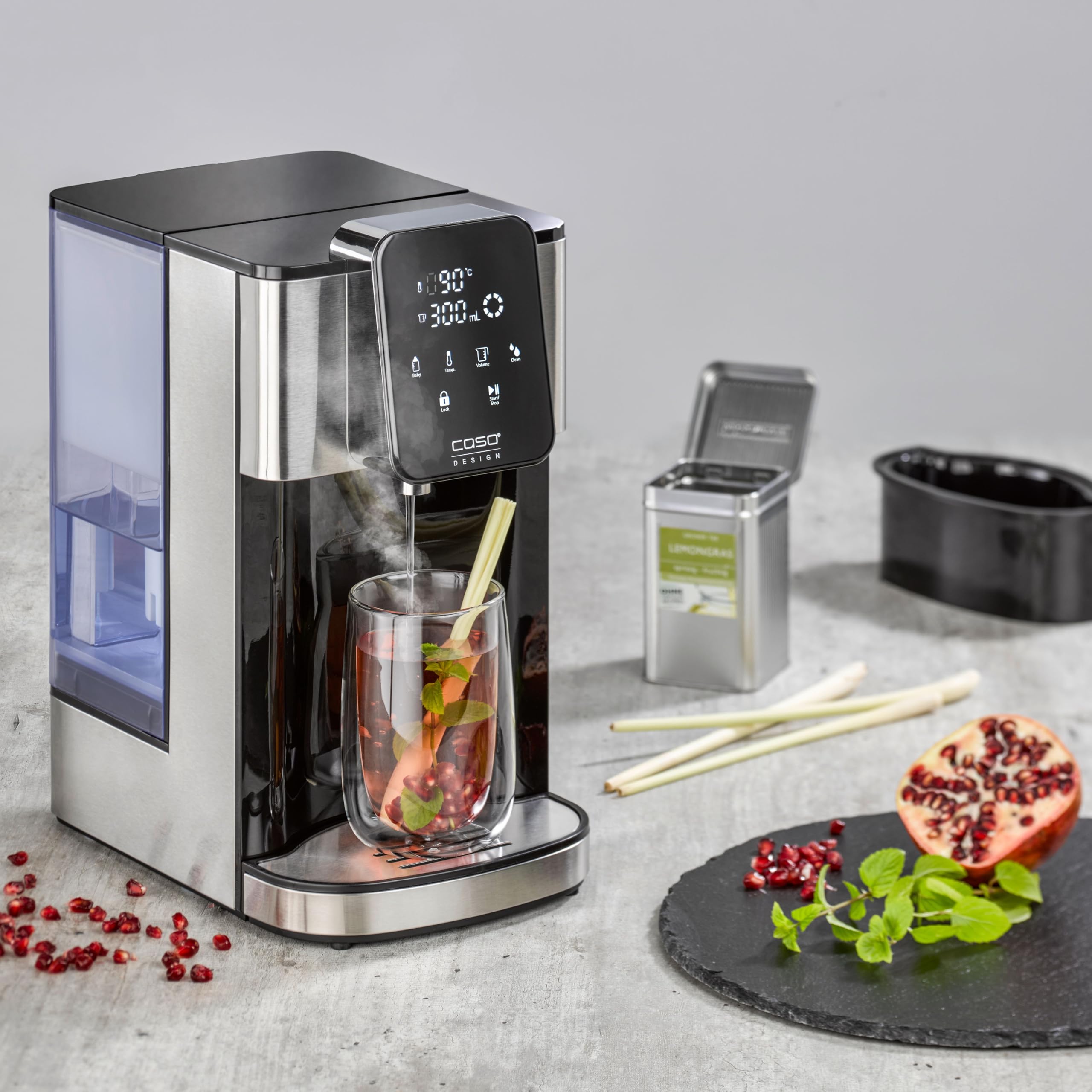 CASO HW 1660 Distributeur d'eau chaude - de l'eau chaude en quelques secondes, réservoir d'eau amovible de 4 litres, de 40 à 100°C, Idéal pour les familles et les restaurateurs