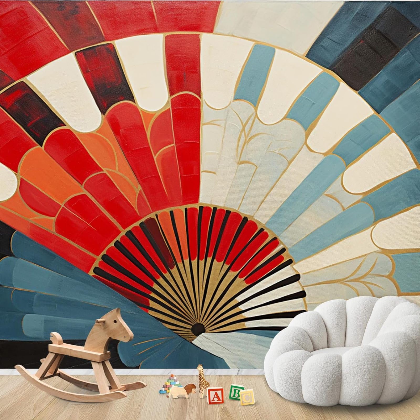 hgjdjhnf Photo Wallpaper Japanese Fan Asian Non-Woven ModernLiving Room Bedroom Children's RoomDecoration Motif Wallpaper,400cmx280cmSticker - Background- Painting - Poster