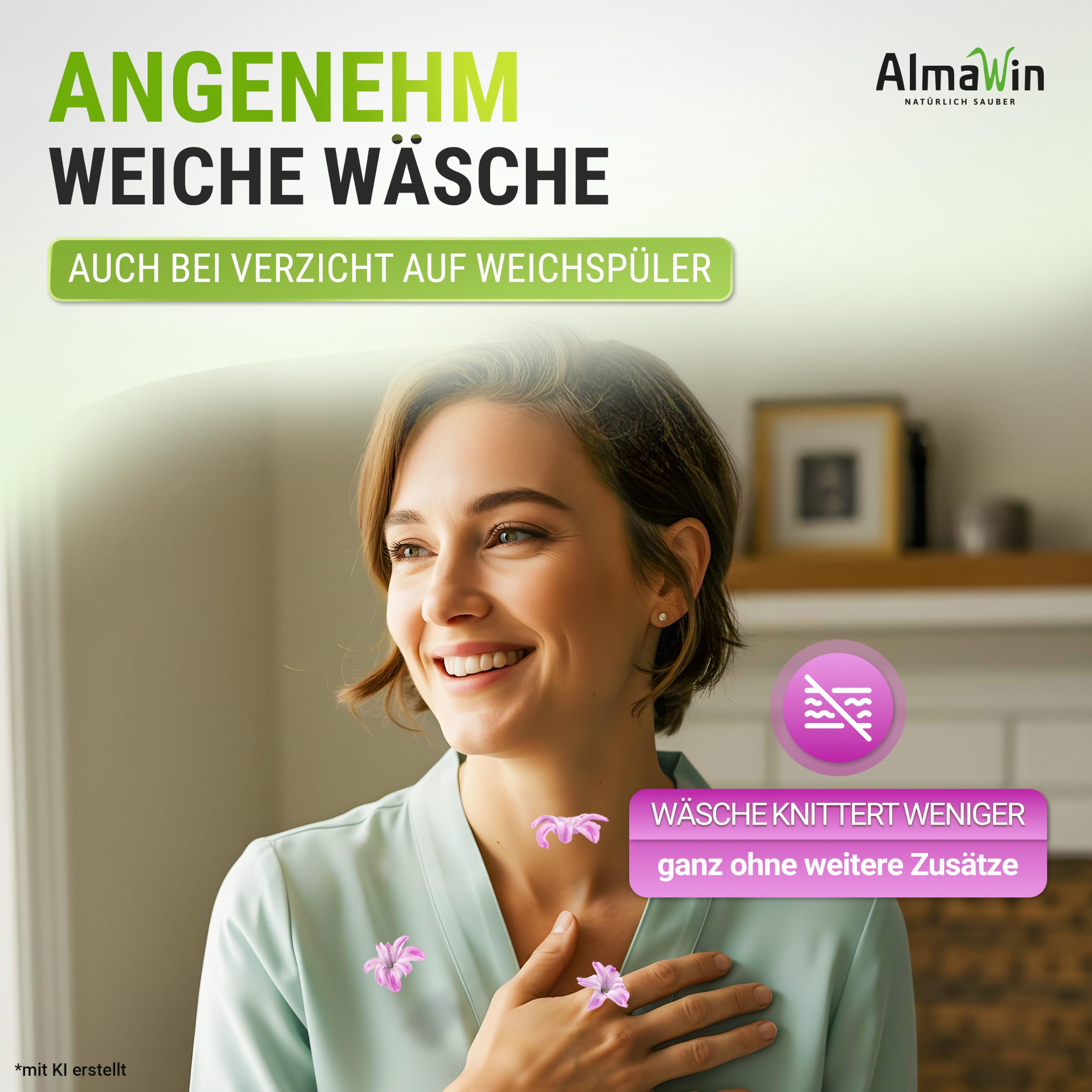 AlmaWin® Feinwaschmittel Cleanut [6x 750ml - 150 Ladungen] mit Waschnuss-Extrakt - Waschmittel mit Verbena-Duft für Feines & Buntes [20-60°C] - Flüssiges Waschmittel Natur - Öko, VEGAN & Palmölfrei
