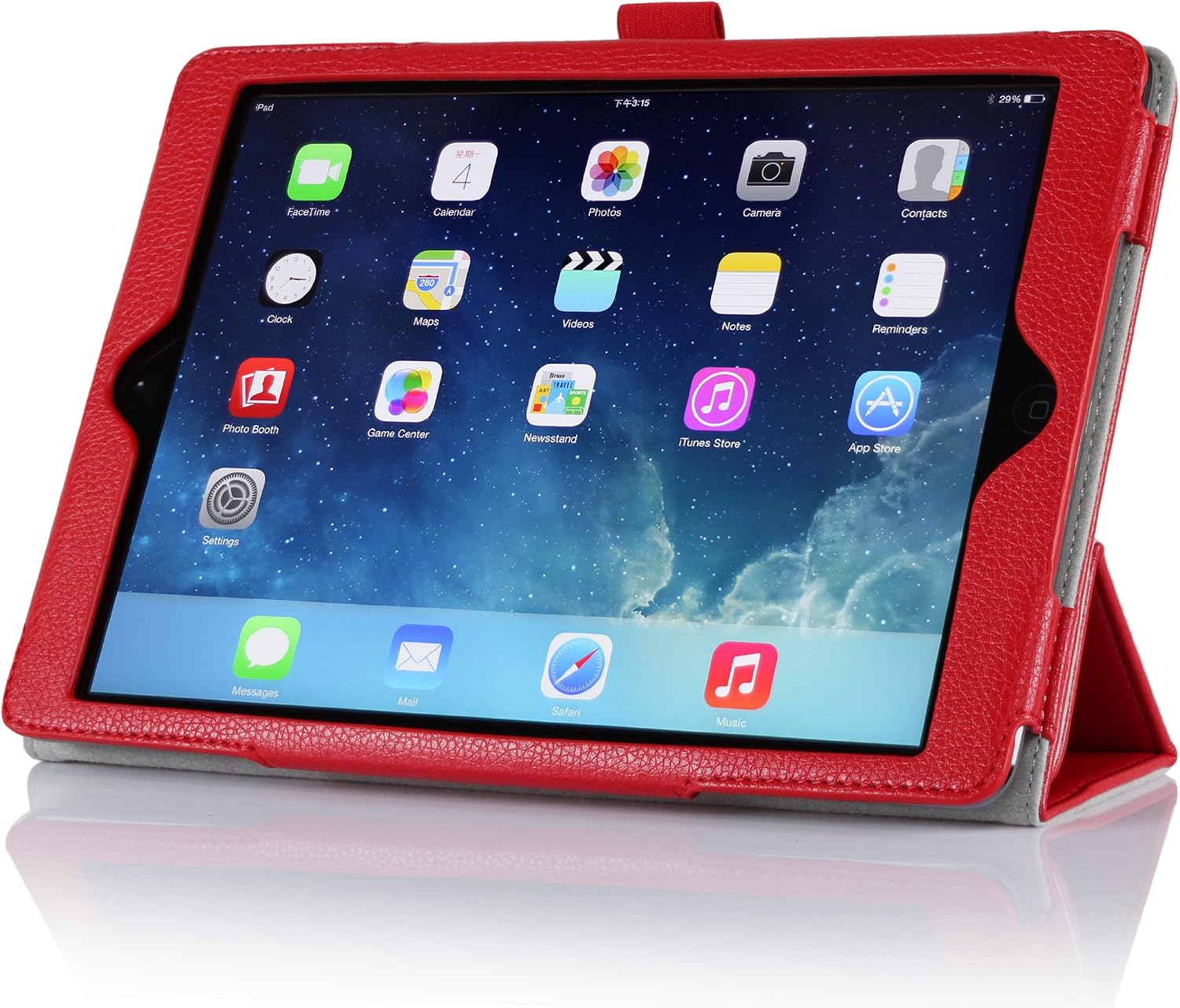 ProCase Apple iPad Air Case with Bonus Stylus Pen - Flip Stand Leather Folio Cover for Apple iPad Air, iPad 5, iPad 5th Generation, auto Sleep/Wake Built-in Stand (Red)