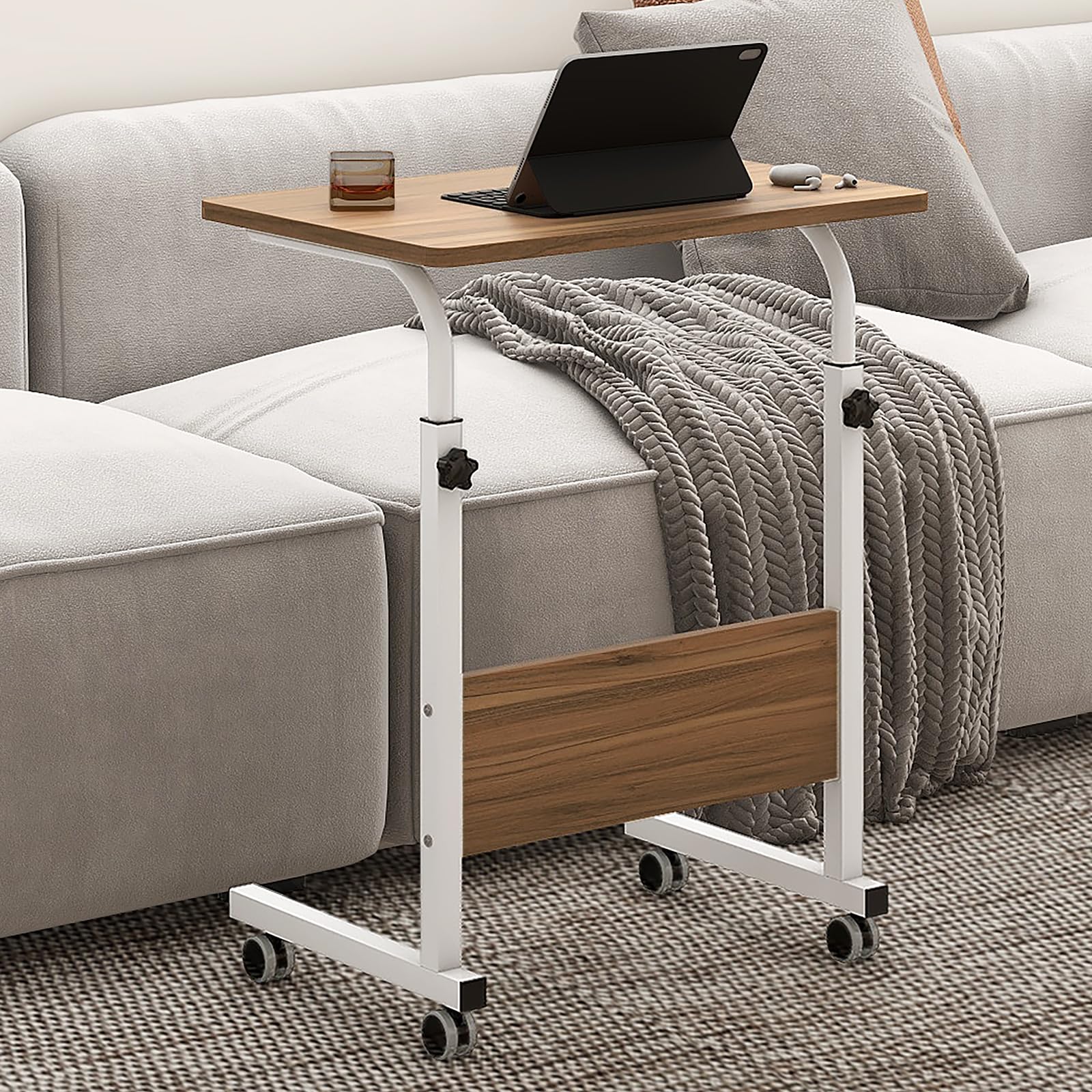 Tavolo per computer portatile con ruote, altezza regolabile 71 – 90 cm, scrivania piccola, scrivania per computer, supporto per computer portatile, tavolo per la pulizia, per letto e divano