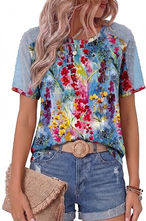 Magritta Women Mesh Sleeves Casual T-Shirts Summer Fashion See Through Blouses Tee S-3XL