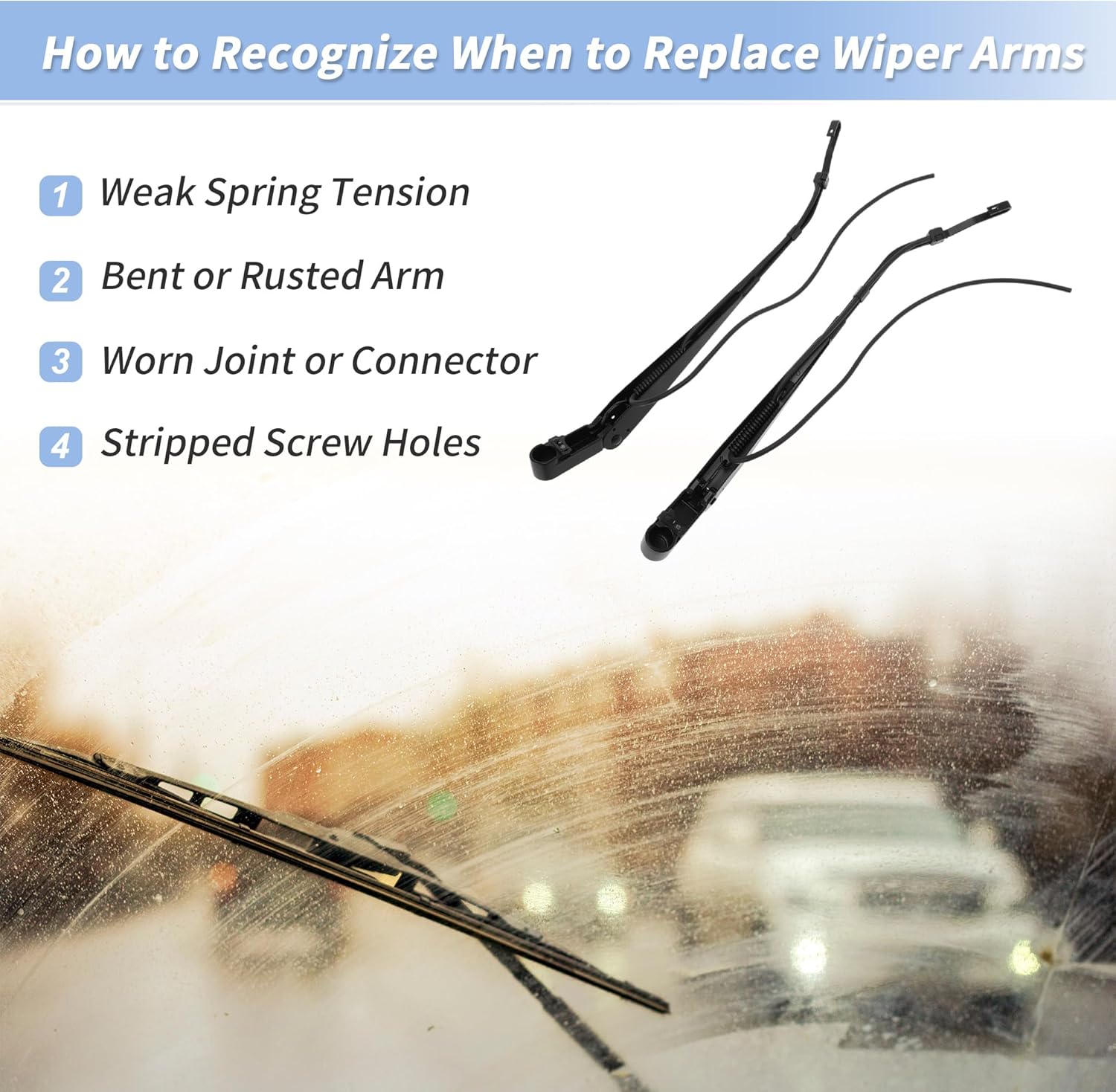 No.7251263/7251264 Windshield Wiper Arm for Bobcat Loader T450 T550 T590 T595 No.A0216A0065 for Bobcat Loader A770 S450 S510 S530 S550 Front Windshield Wiper Blade Arm Kit