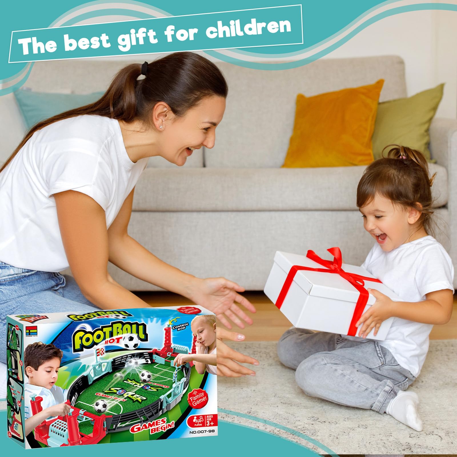 Calcio Balilla Per Bambini - Tavolo Da Calcio Portatile Con 8 Palline, Gioco Interattivo Per Ragazzi 4-8 Anni - Foto 9