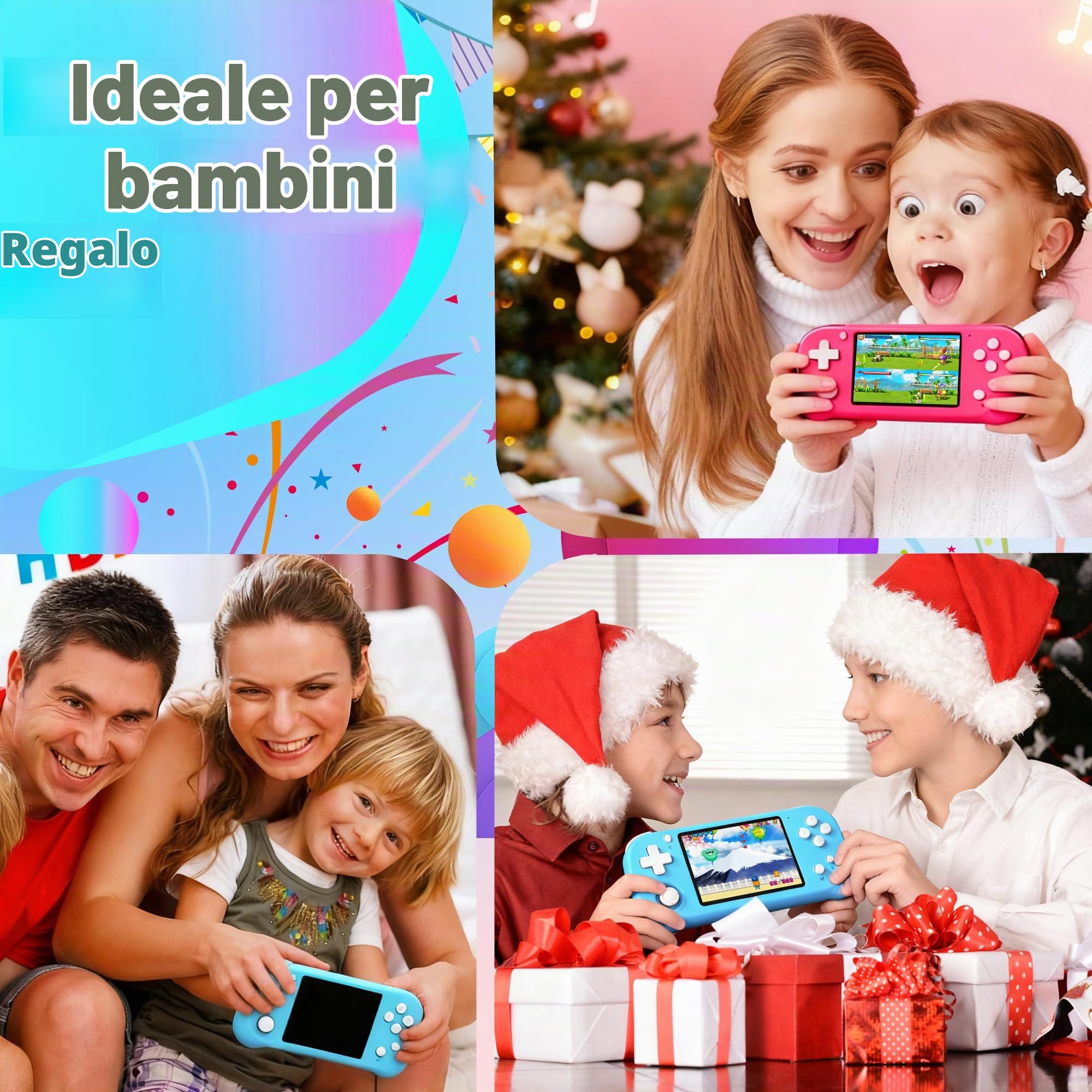 Console di Gioco Portatile per Bambini,139 Videogiochi Retrò,blu