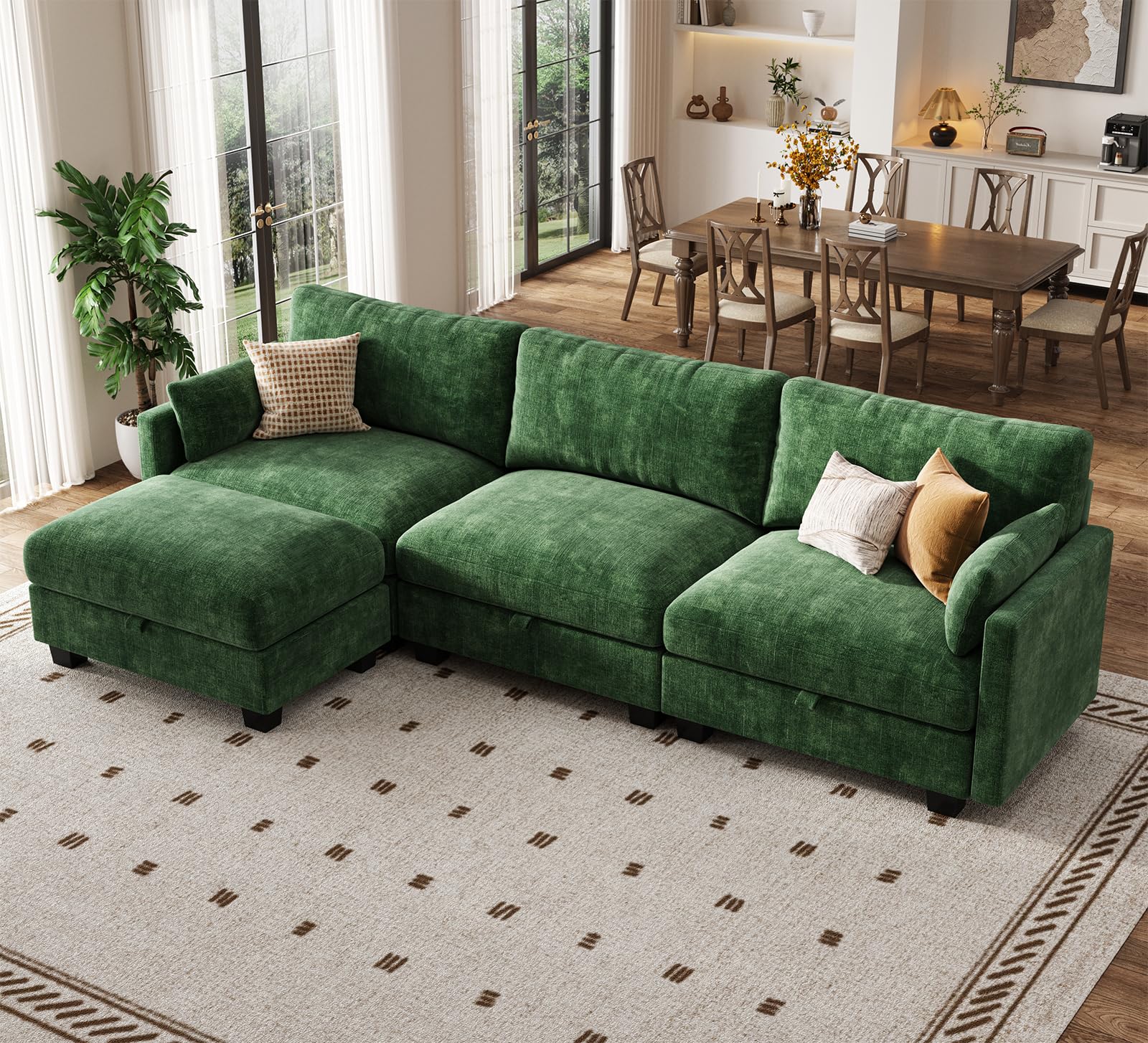 Modular Sectional Sofa, 101" L Shaped Couch with Storage