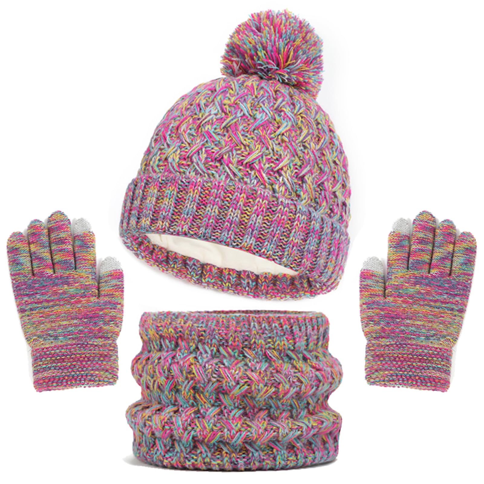 Vêtement Ski Fille Garçon Ensemble Bonnet Écharpe Gants Baynetin