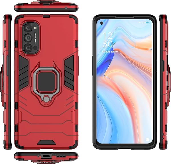 MRSTER Funda OPPO Reno4 Pro 5G, Armor Funda con 360 Anillo Soporte, Anti-Arañazos con Absorción de Choque Resistente Carcasa Protectora para OPPO Reno4 Pro 5G. HB Black - 2