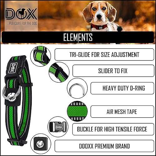 Miniatura 2 de DDOXX Collar de perro reflectante Airmesh - Collares fuertes y ajustables para perros - L (rojo)