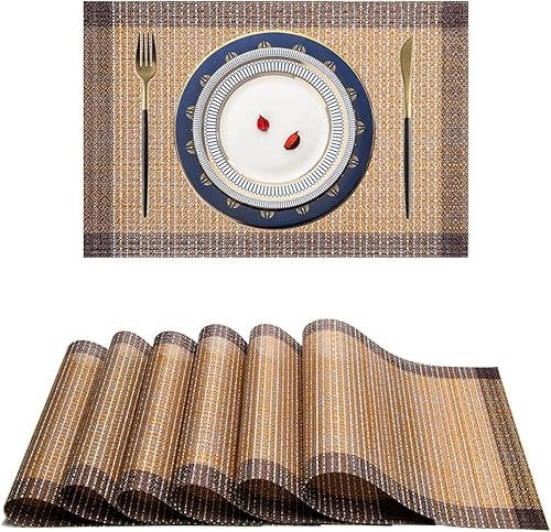 Miniatura 12 de Manteles individuales de vinilo de plástico, lavables, resistentes al calor, duraderos, de PVC, antideslizantes, tejidos, para cocina, comedor Azul