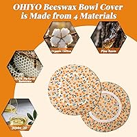Vista 4 de OHIYO Fundas reutilizables para tazón de cera de abejas (2 grandes), tela elástica de algodón para pan de masa madre, tapas de tazón reutilizables